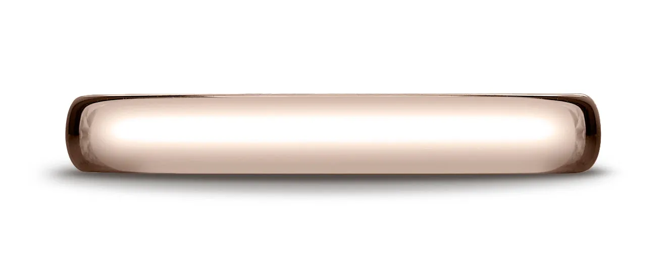 Benchmark 14K Rose Gold 3.5mm European Comfort-Fit Wedding Band Ring (Sizes 4 - 14 )