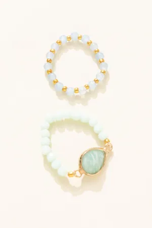 Green Blue Stone Stretchy Rings